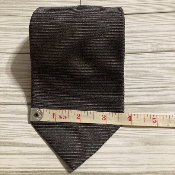 Ermenegildo Zegna Grey Charcoal Textured With Strips Silk Tie Made In Italy - Picture 3 of 5